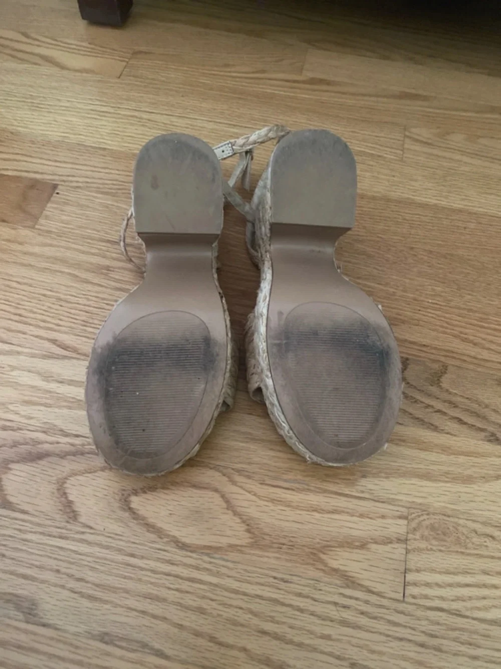 MNG Mango Braided Espadrille Platform Sandals in Natural Beige
